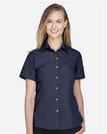 Harriton M560W Navy — on model front
