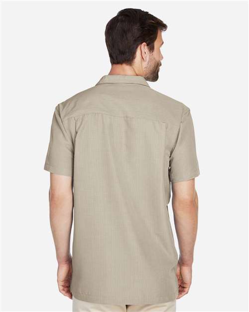 Harriton M560 Khaki — on model back