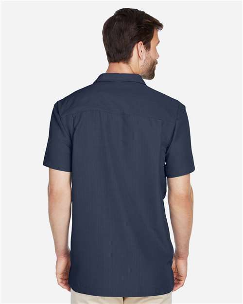 Harriton M560 Navy — on model back