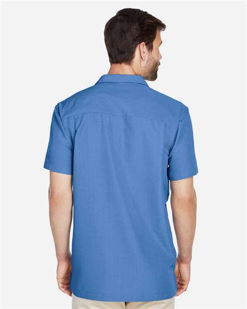 Harriton M560 Pool Blue — on model back