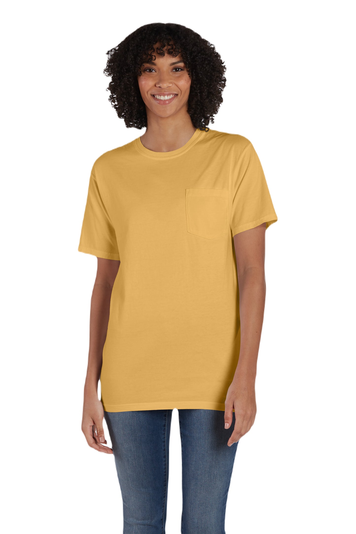 Unisex 100% Ringspun Cotton Garment-Dyed T-Shirt with Pocket - Artisan Gold