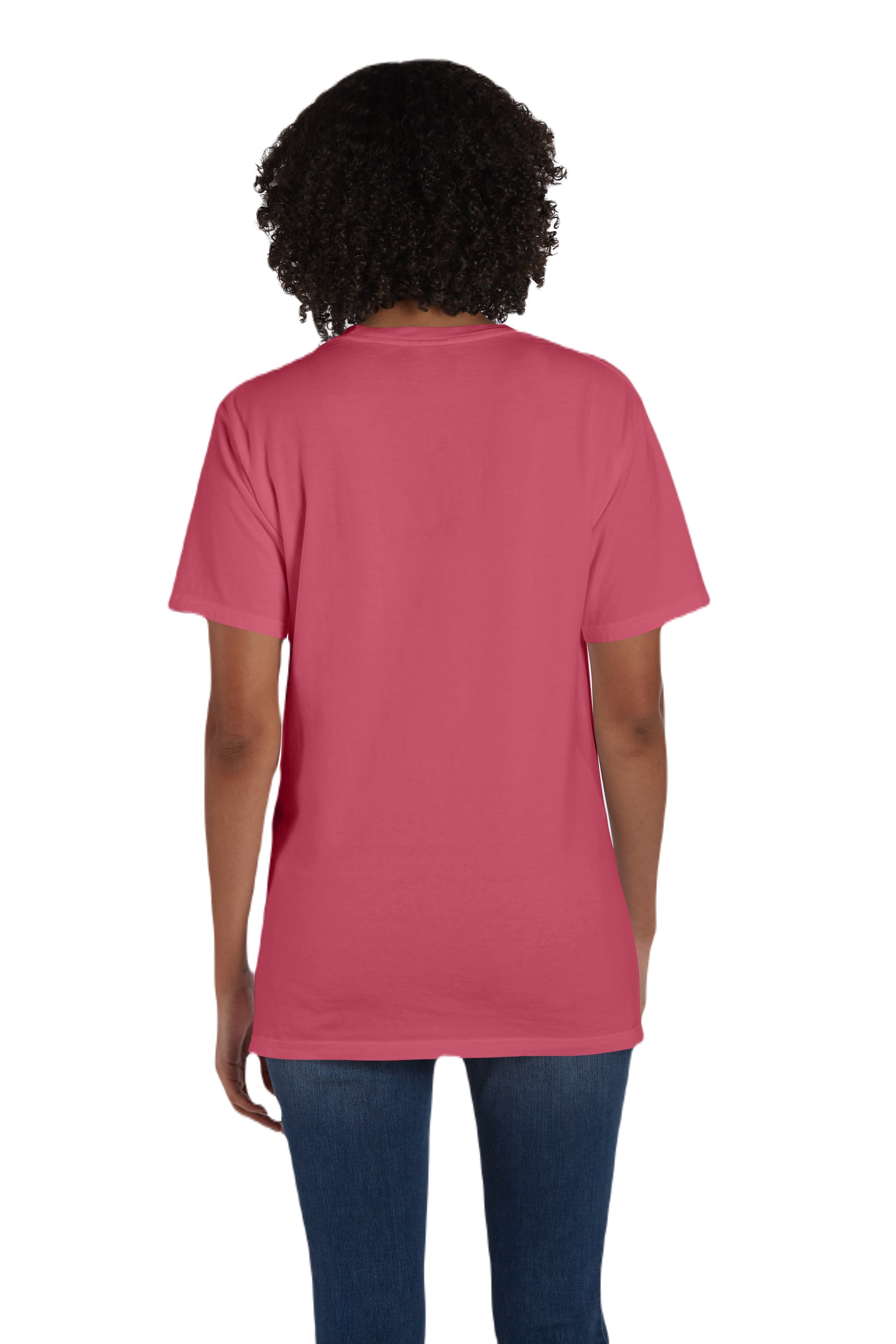 Unisex 100% Ringspun Cotton Garment-Dyed T-Shirt with Pocket - Coral Craze