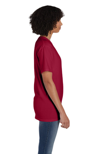 Unisex 100% Ringspun Cotton Garment-Dyed T-Shirt with Pocket - Crimson Fall