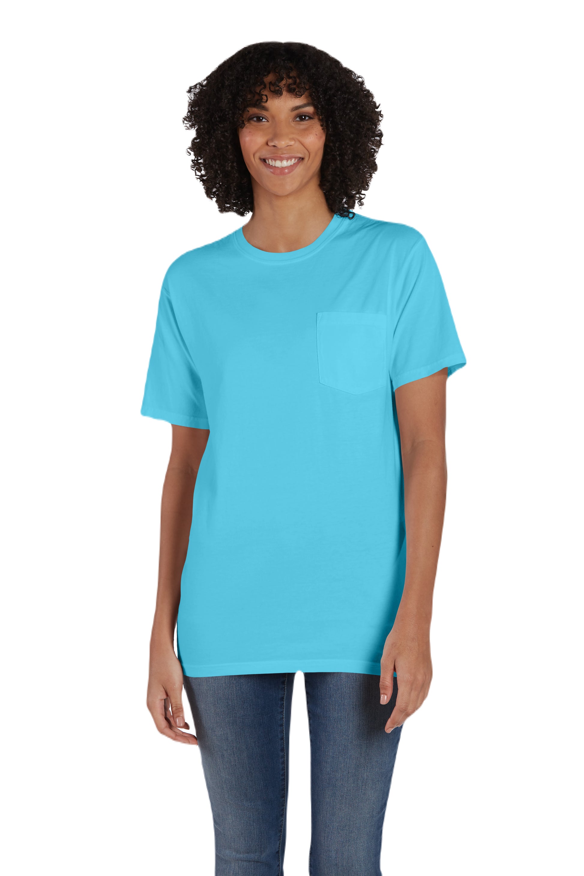 Unisex 100% Ringspun Cotton Garment-Dyed T-Shirt with Pocket - Freshwater