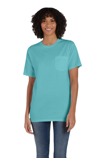 Unisex 100% Ringspun Cotton Garment-Dyed T-Shirt with Pocket - Mint