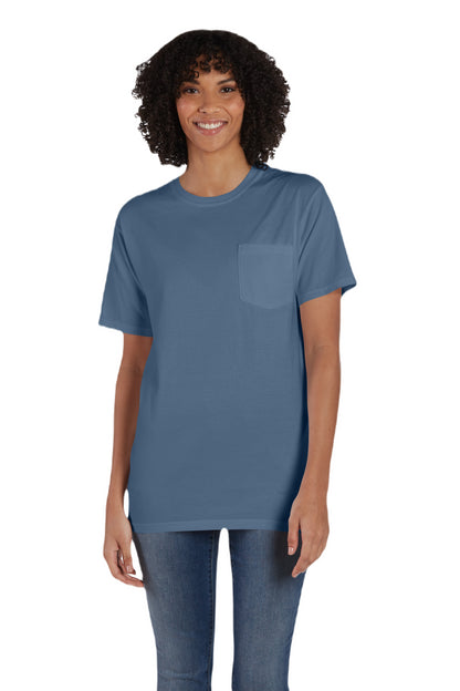 Unisex 100% Ringspun Cotton Garment-Dyed T-Shirt with Pocket - Saltwater
