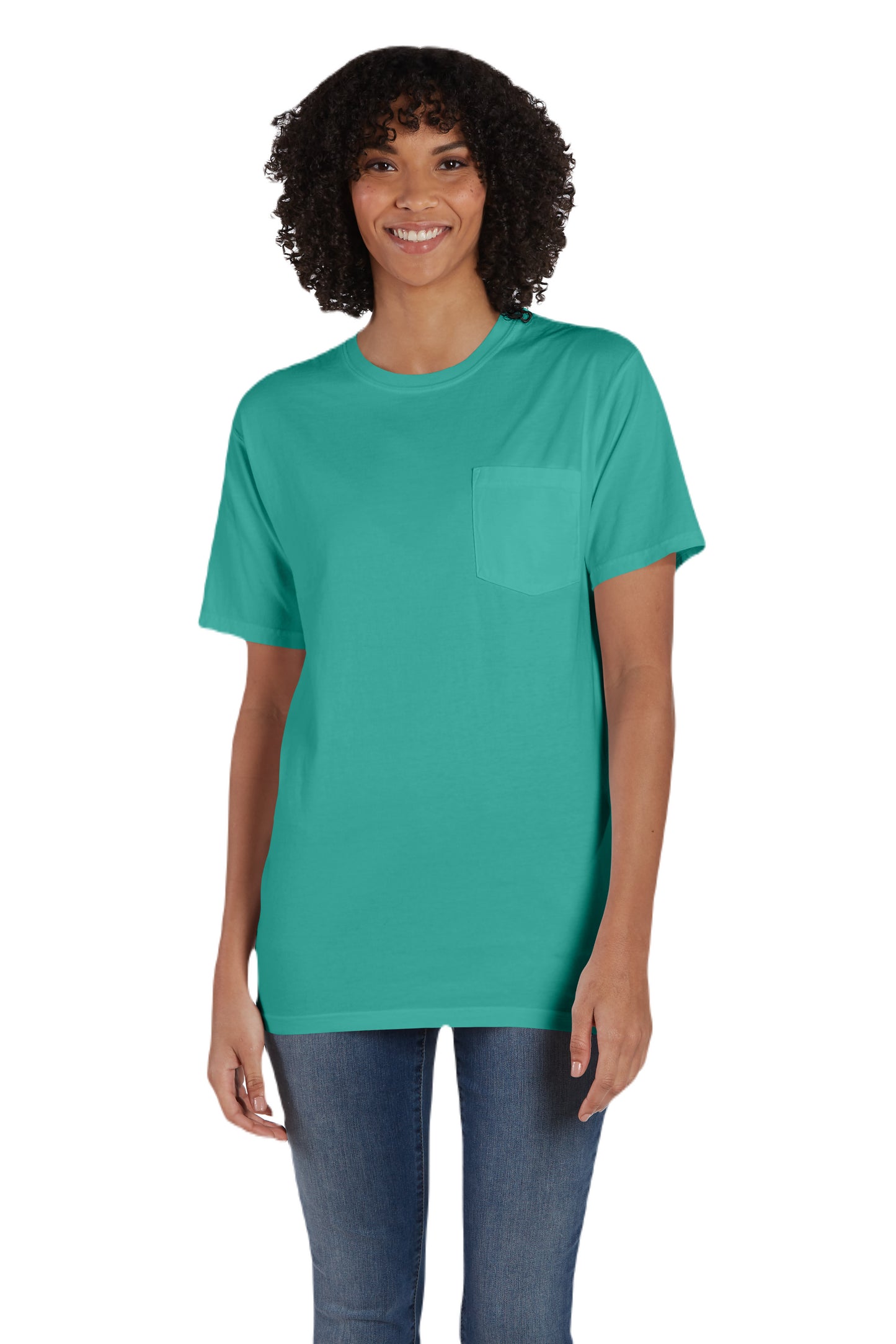 Unisex 100% Ringspun Cotton Garment-Dyed T-Shirt with Pocket - Spanish Moss