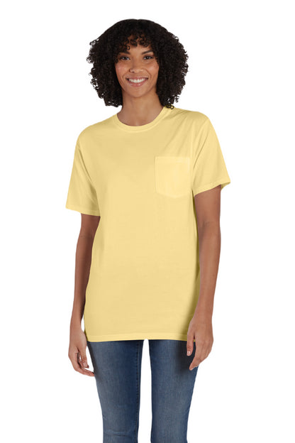 Unisex 100% Ringspun Cotton Garment-Dyed T-Shirt with Pocket - Summer Squash