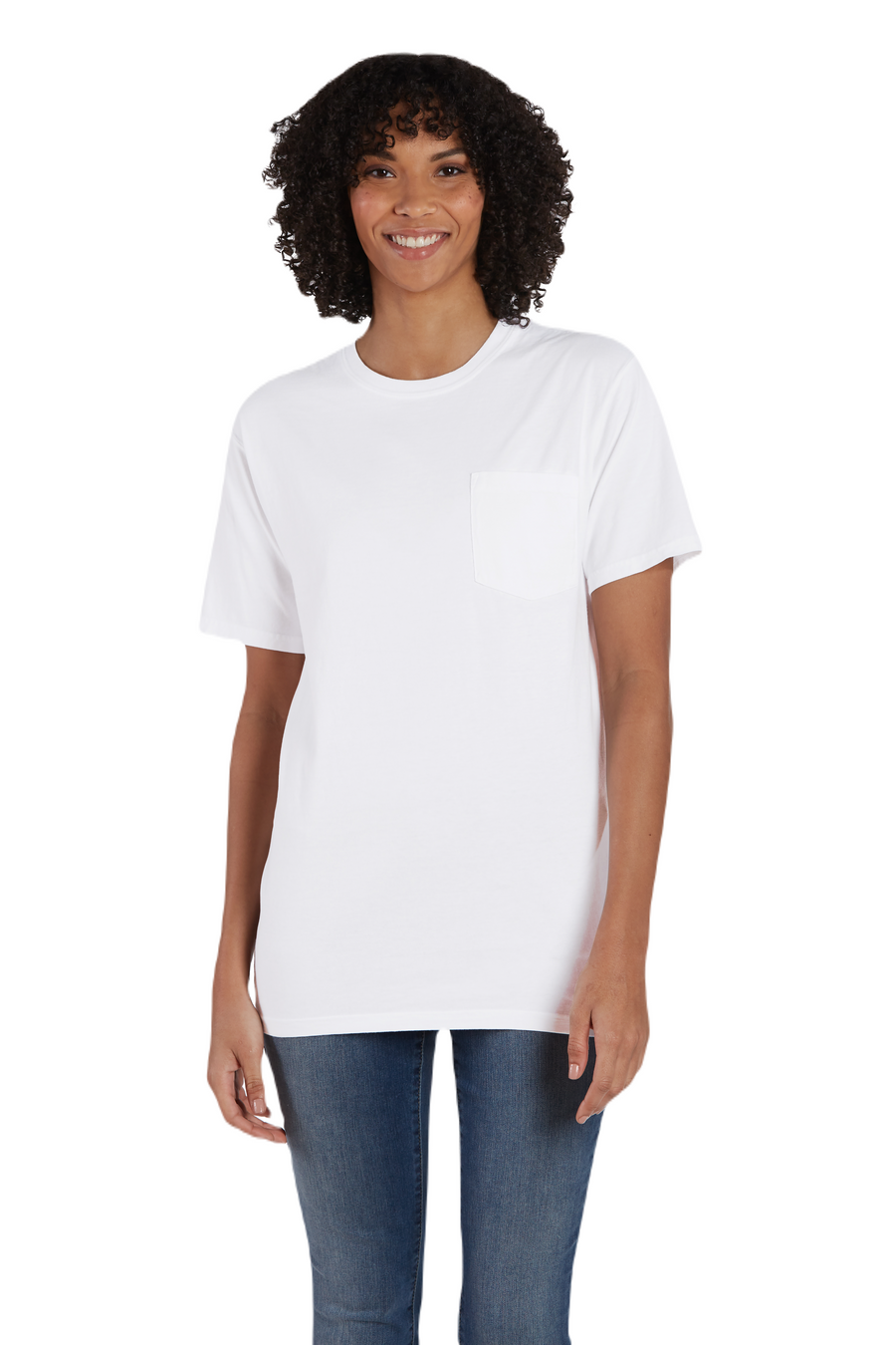 Unisex 100% Ringspun Cotton Garment-Dyed T-Shirt with Pocket - White