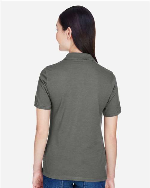 Harriton M265W Charcoal — on model back