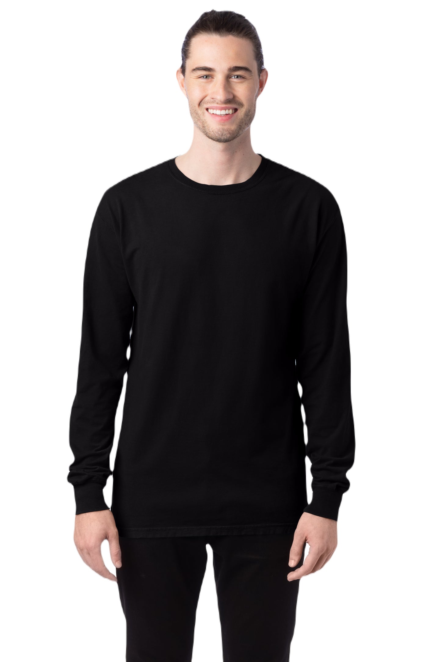 Unisex 100% Ringspun Cotton Garment-Dyed Long-Sleeve T-Shirt - Black