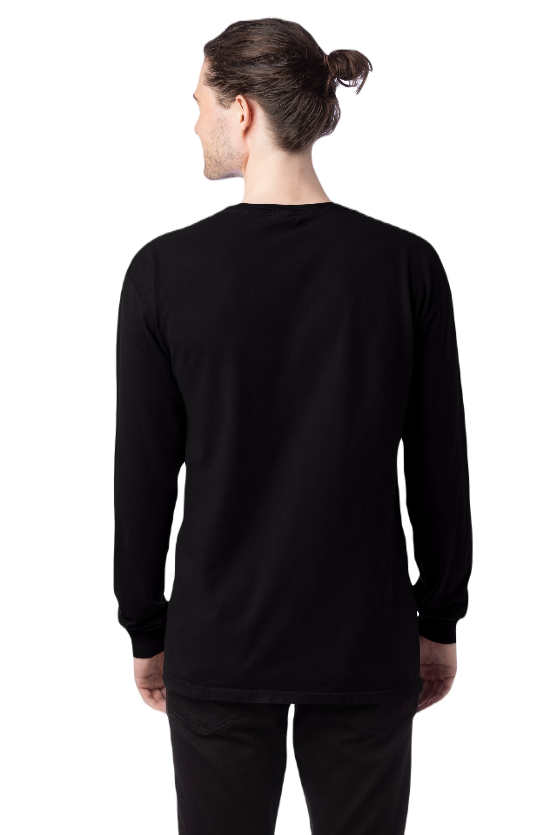 Unisex 100% Ringspun Cotton Garment-Dyed Long-Sleeve T-Shirt - Black