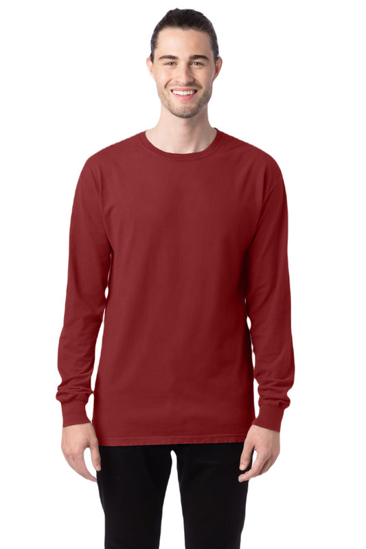 Unisex 100% Ringspun Cotton Garment-Dyed Long-Sleeve T-Shirt - Cayenne