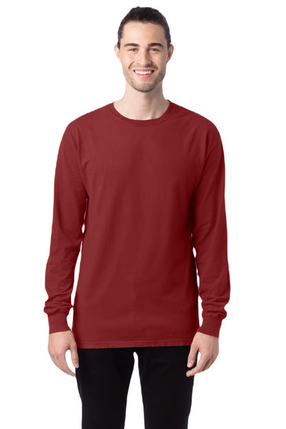 Unisex 100% Ringspun Cotton Garment-Dyed Long-Sleeve T-Shirt - Cayenne