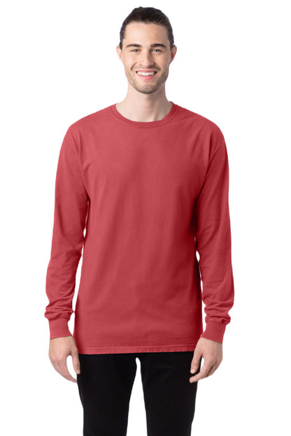 Unisex 100% Ringspun Cotton Garment-Dyed Long-Sleeve T-Shirt - Crimson Fall