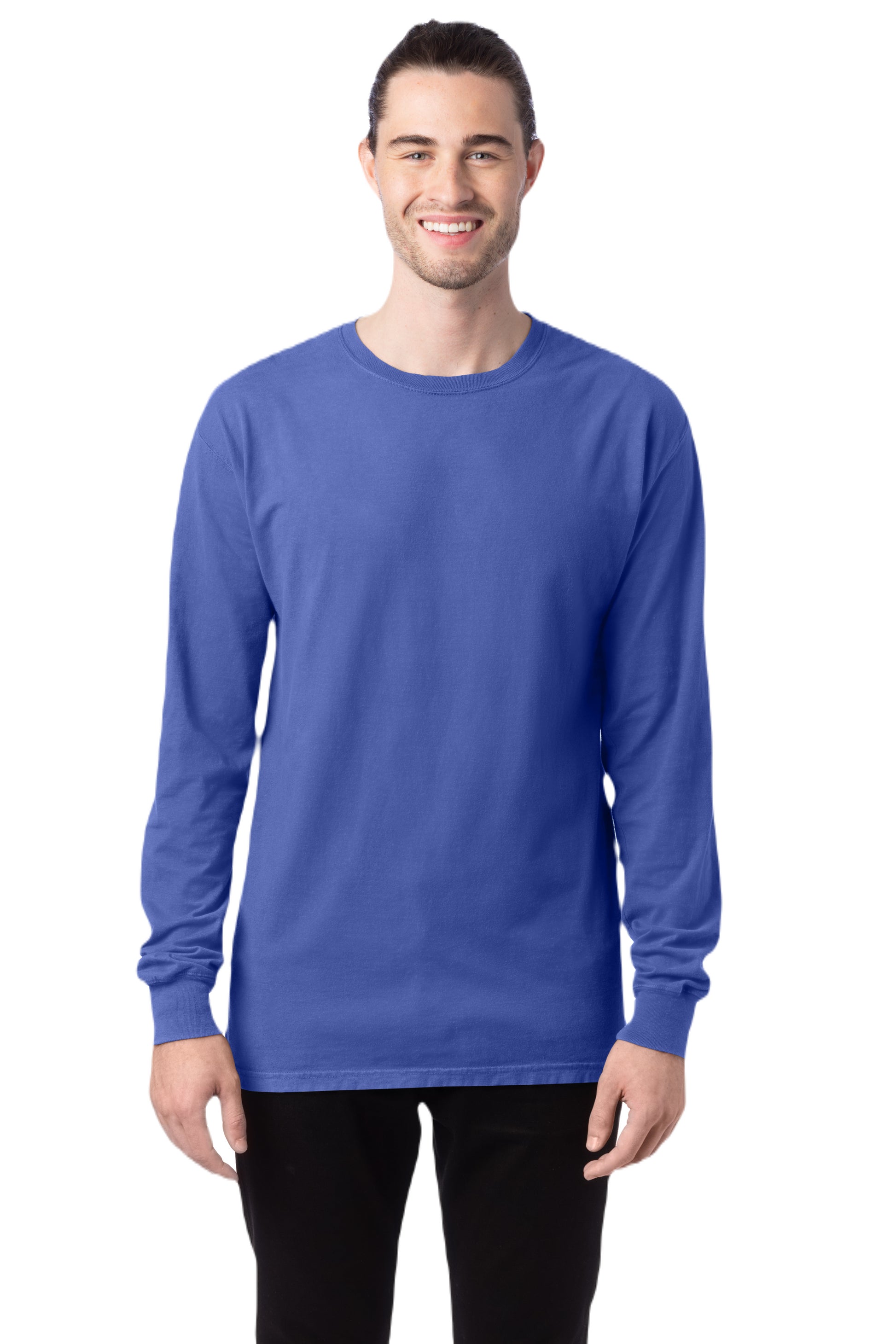 Unisex 100% Ringspun Cotton Garment-Dyed Long-Sleeve T-Shirt - Deep Forte