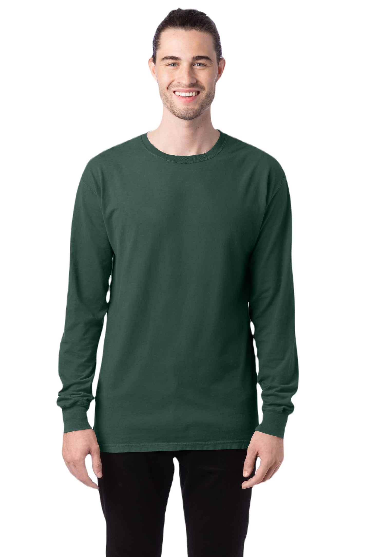 Unisex 100% Ringspun Cotton Garment-Dyed Long-Sleeve T-Shirt - Field Green