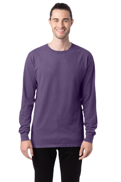 Unisex 100% Ringspun Cotton Garment-Dyed Long-Sleeve T-Shirt - Grape Soda