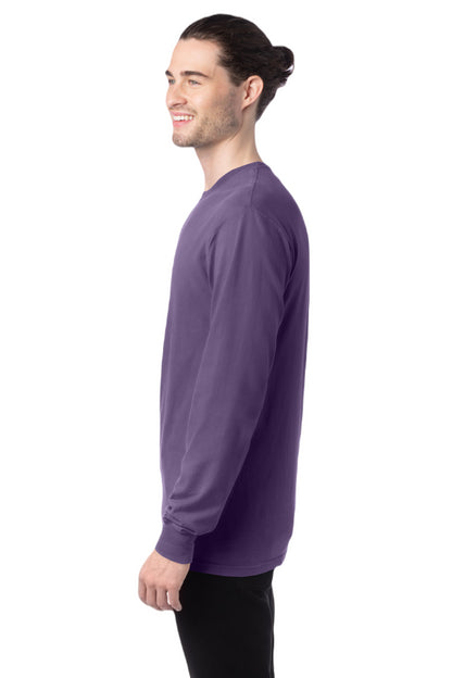 Unisex 100% Ringspun Cotton Garment-Dyed Long-Sleeve T-Shirt - Grape Soda