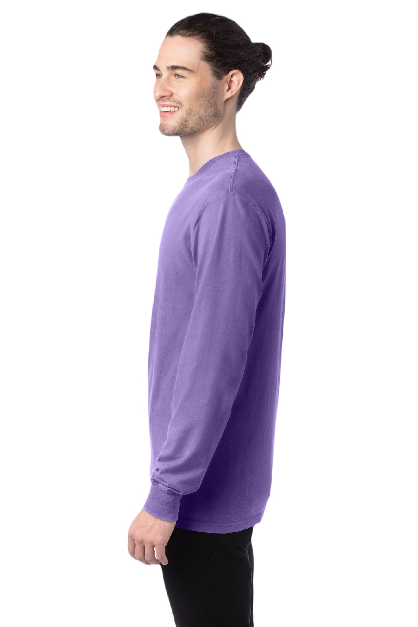 Unisex 100% Ringspun Cotton Garment-Dyed Long-Sleeve T-Shirt - Lavender