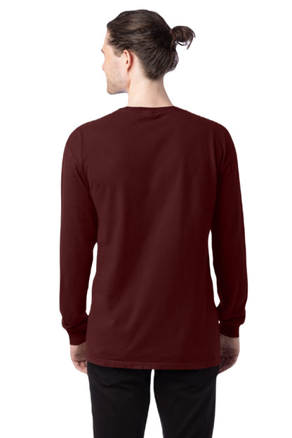 Unisex 100% Ringspun Cotton Garment-Dyed Long-Sleeve T-Shirt - Maroon