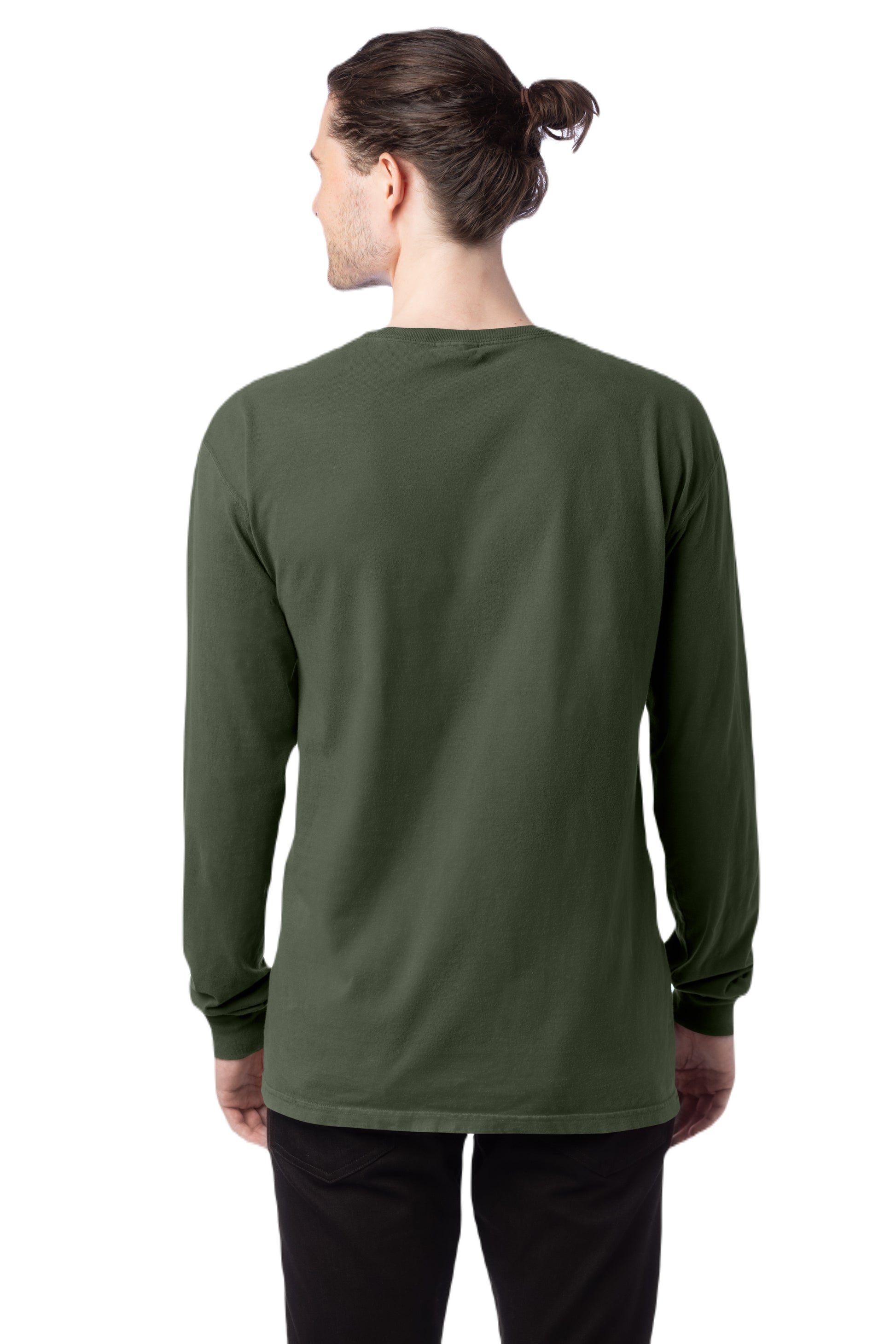 Unisex 100% Ringspun Cotton Garment-Dyed Long-Sleeve T-Shirt - Moss