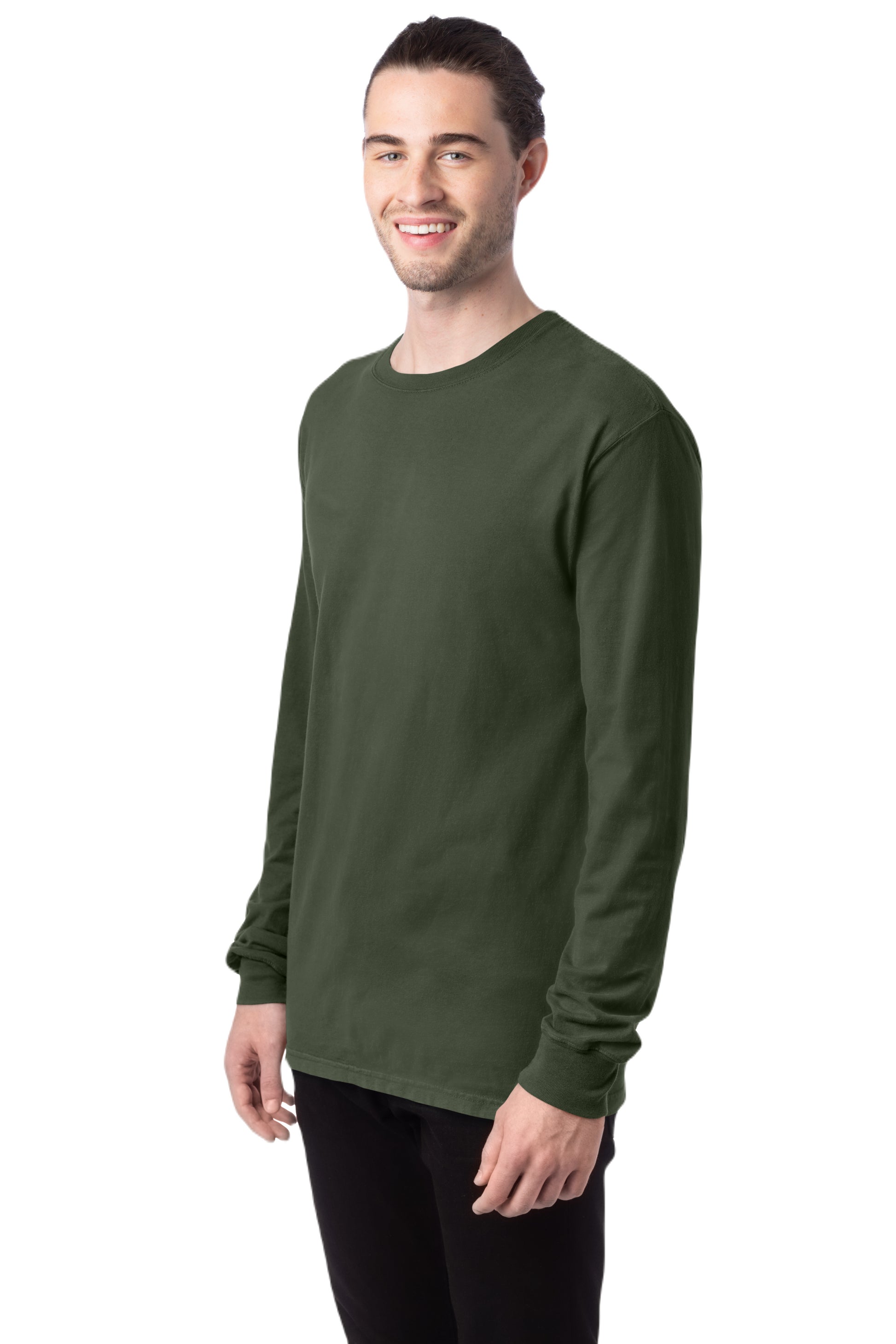 Unisex 100% Ringspun Cotton Garment-Dyed Long-Sleeve T-Shirt - Moss