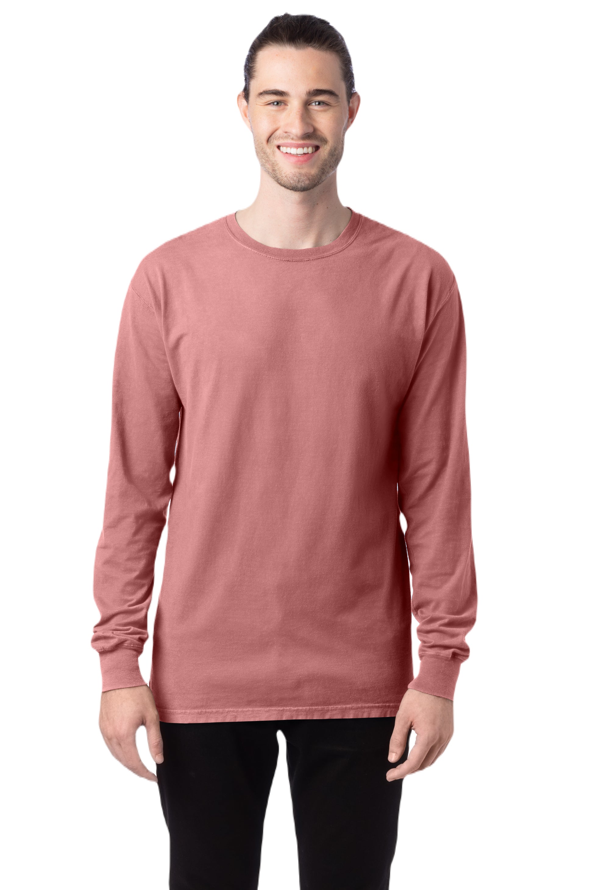 Unisex 100% Ringspun Cotton Garment-Dyed Long-Sleeve T-Shirt - MAUVE