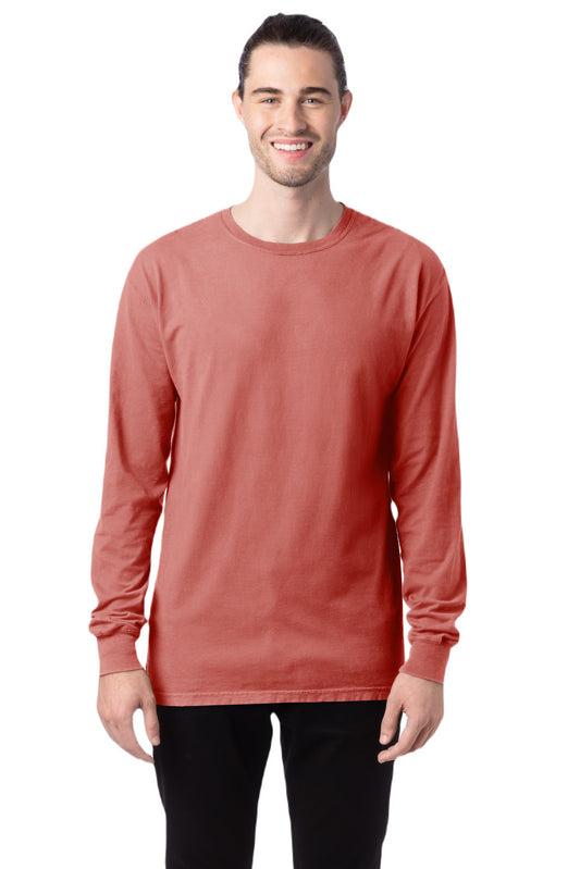 Unisex 100% Ringspun Cotton Garment-Dyed Long-Sleeve T-Shirt - Nantucket Red
