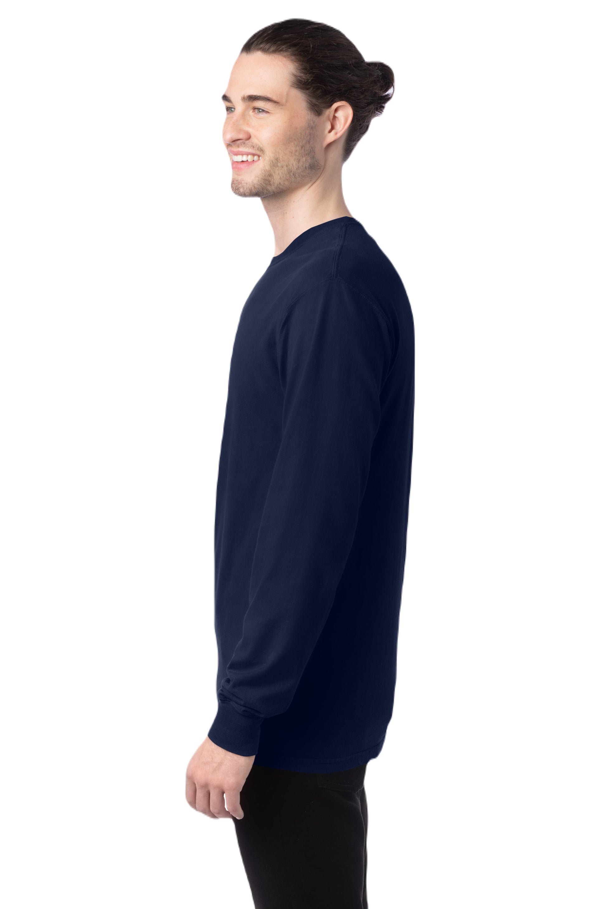 Unisex 100% Ringspun Cotton Garment-Dyed Long-Sleeve T-Shirt - Navy