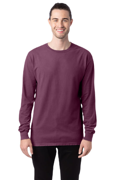 Unisex 100% Ringspun Cotton Garment-Dyed Long-Sleeve T-Shirt - Purple Plum Raisin