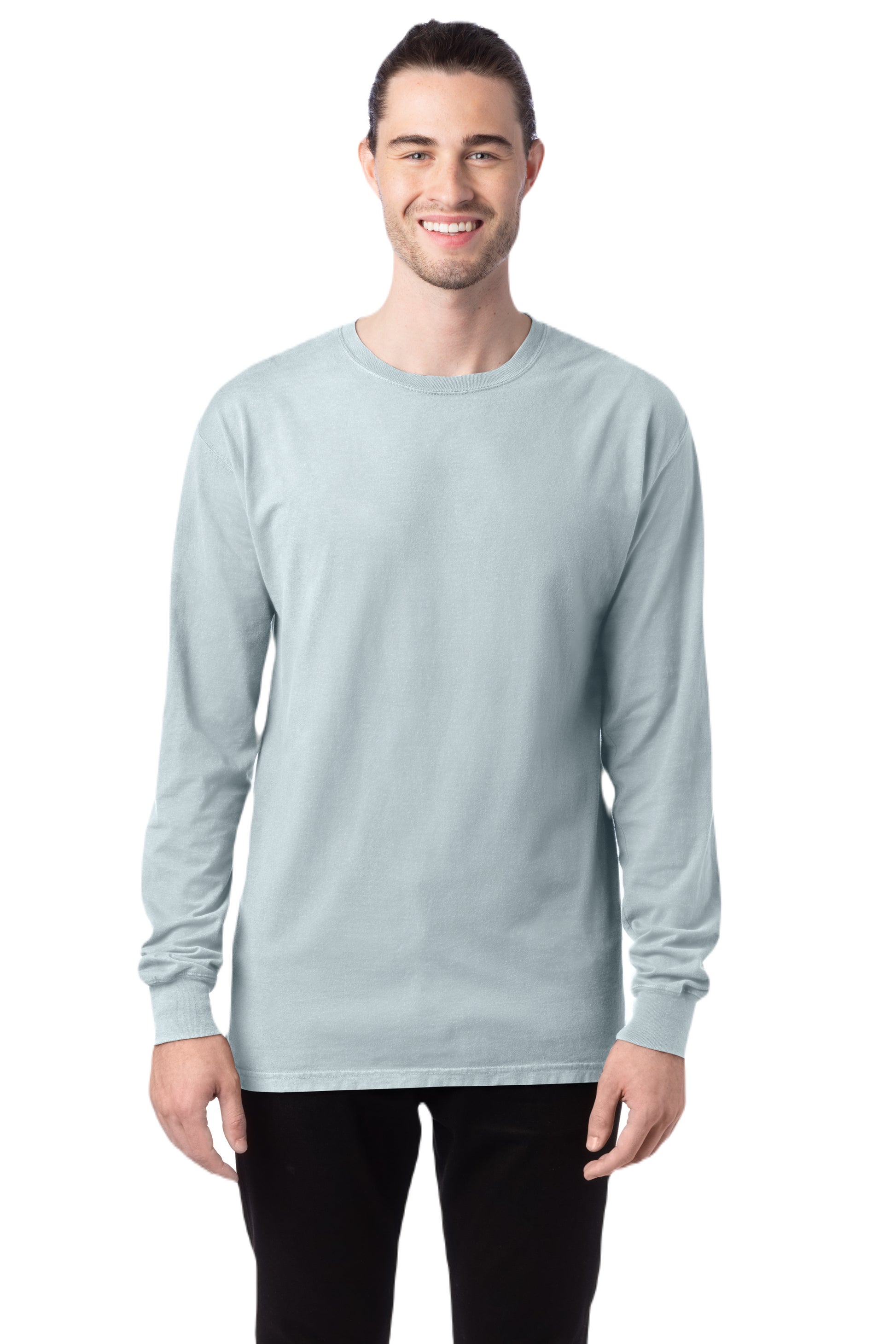 Unisex 100% Ringspun Cotton Garment-Dyed Long-Sleeve T-Shirt - Soothing Blue