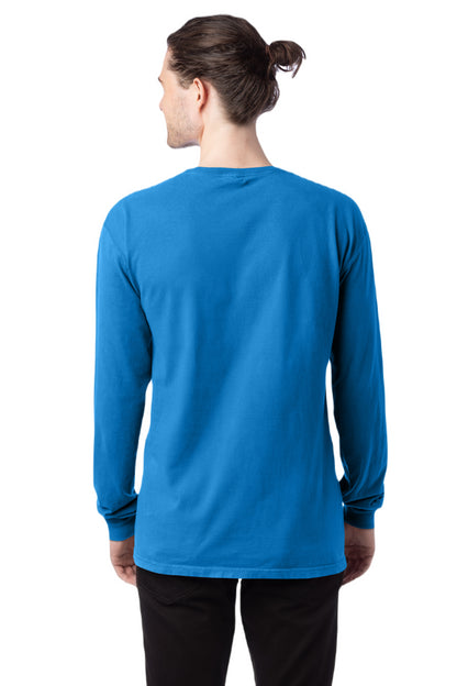 Unisex 100% Ringspun Cotton Garment-Dyed Long-Sleeve T-Shirt - Summer Sky Blue