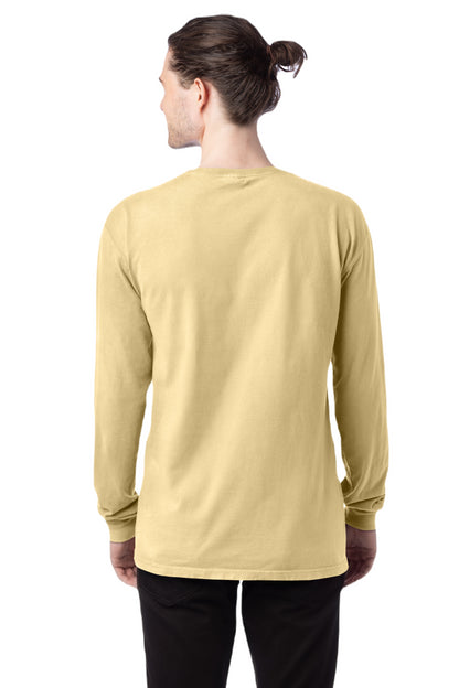 Unisex 100% Ringspun Cotton Garment-Dyed Long-Sleeve T-Shirt - Summer Squash Yellow