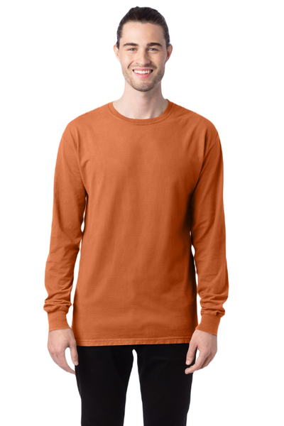 Unisex 100% Ringspun Cotton Garment-Dyed Long-Sleeve T-Shirt - Texas Orange