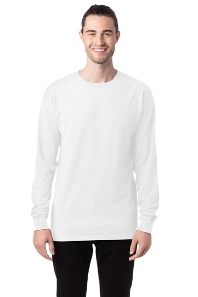 Unisex 100% Ringspun Cotton Garment-Dyed Long-Sleeve T-Shirt - White