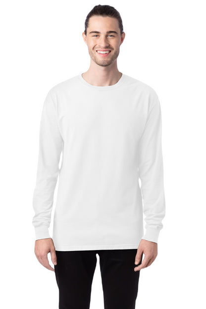 Unisex 100% Ringspun Cotton Garment-Dyed Long-Sleeve T-Shirt - White