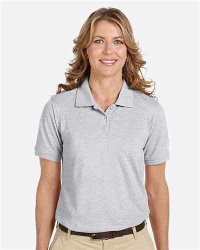 Harriton M265W Grey Heather — on model front