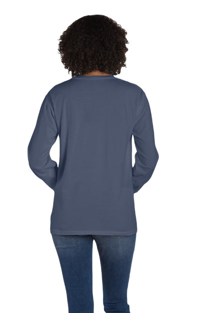 Unisex 100% Ringspun Cotton Garment-Dyed Long-Sleeve T-Shirt with Pocket - Anchor Slate