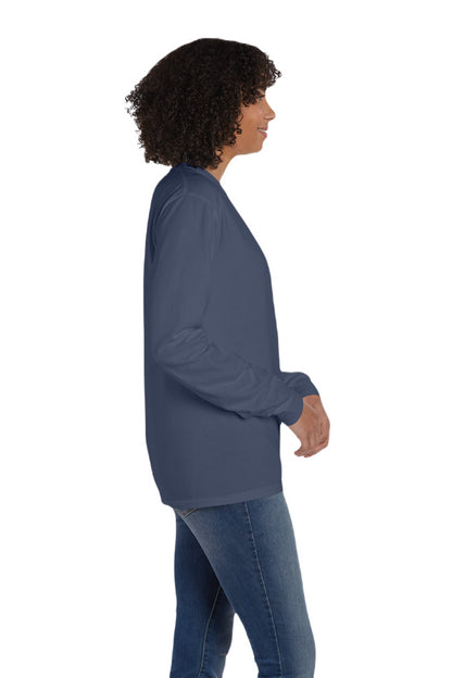 Unisex 100% Ringspun Cotton Garment-Dyed Long-Sleeve T-Shirt with Pocket - Anchor Slate