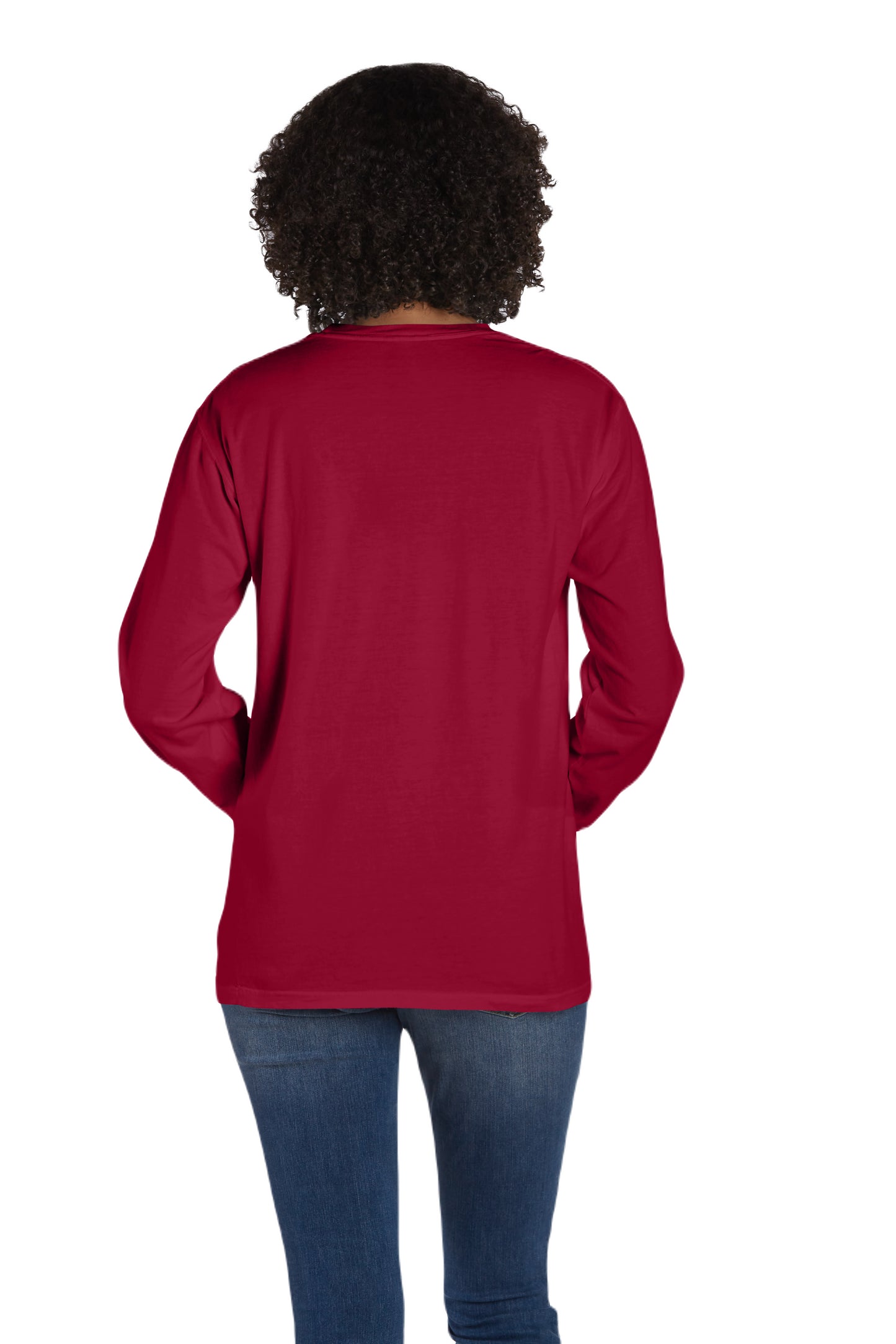 Unisex 100% Ringspun Cotton Garment-Dyed Long-Sleeve T-Shirt with Pocket - Crimson Fall