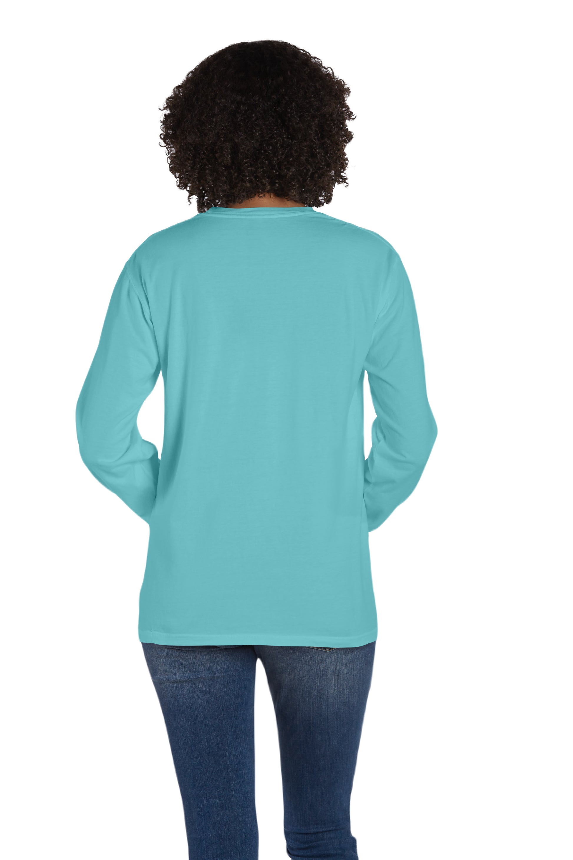 Unisex 100% Ringspun Cotton Garment-Dyed Long-Sleeve T-Shirt with Pocket - Mint