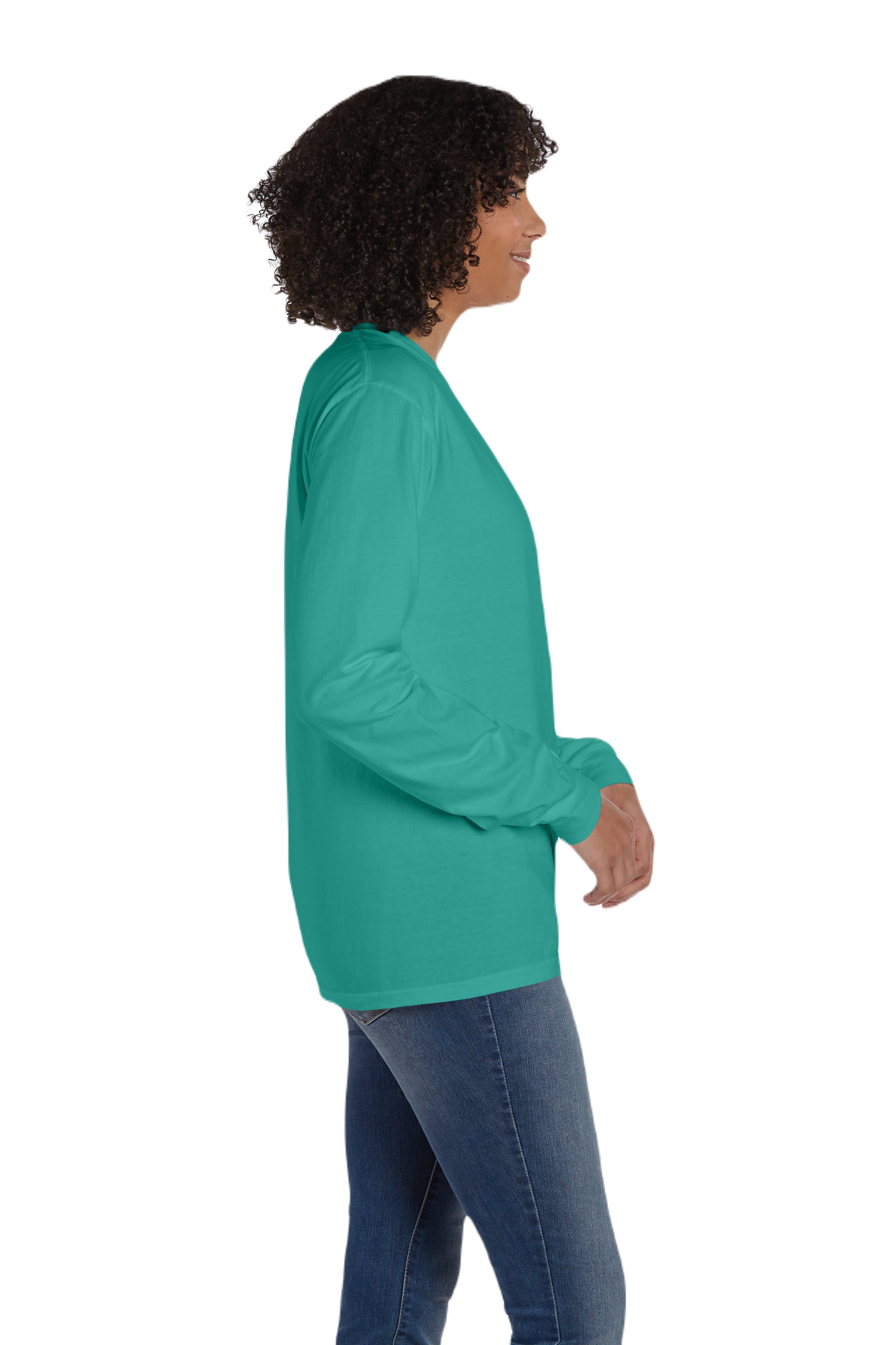 Unisex 100% Ringspun Cotton Garment-Dyed Long-Sleeve T-Shirt with Pocket - Spanish Moss