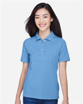 Harriton M265W Light College Blue — on model front