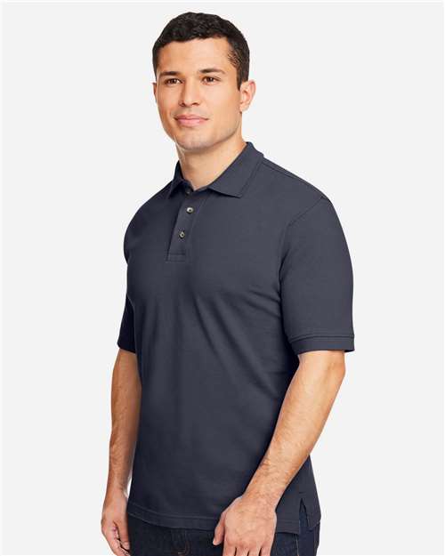 Harriton M200 Navy — on model side