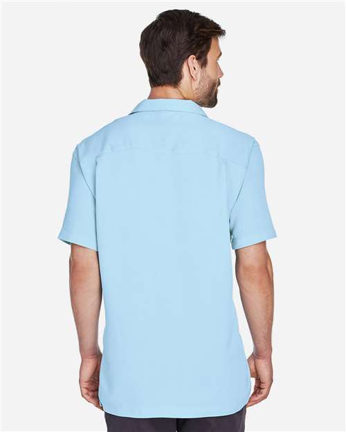 Harriton M570 Cloud Blue — on model back