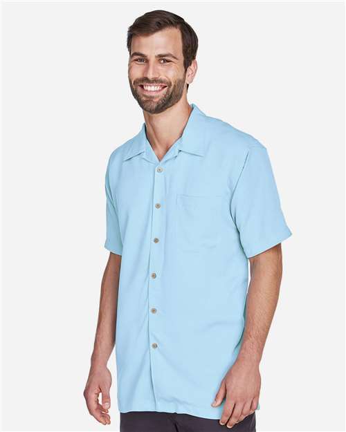 Harriton M570 Cloud Blue — on model side