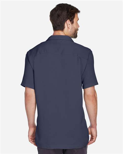 Harriton M570 Navy — on model back