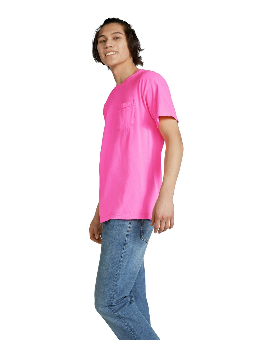 Unisex Heavyweight RS Pocket T-Shirt - Neon Pink