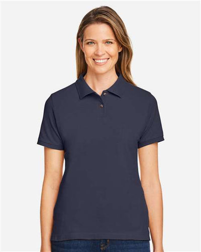 Harriton M200W Navy — on model front